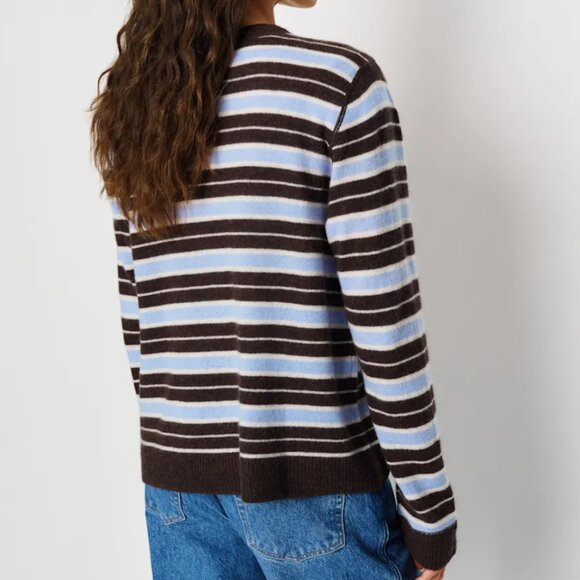 Reformation Cashmere Boyfriend Sweater Ice Water Multi Stripe XS - Picture 5 of 6